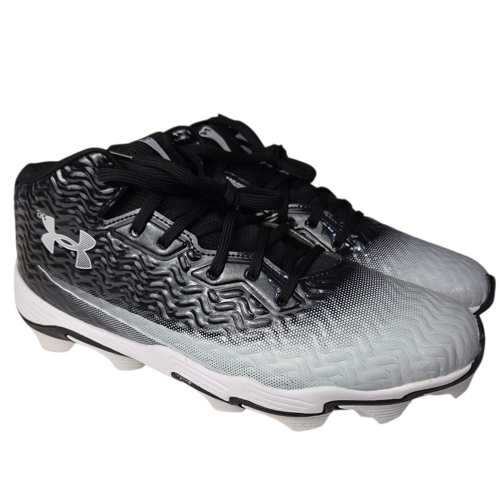 Under Armour Spotlight Hammer Football Cleats Mens 10.5 Black White Molded NEW